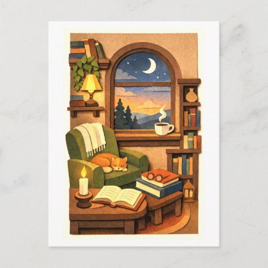 Cozy Reading Nook Postkarte (Vorderseite)