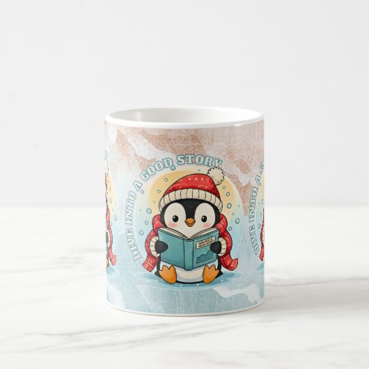 Cozy Reading Penguin Winter Coffee Tea Mug Kaffeetasse (Mittel)