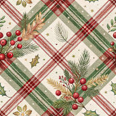 Cozy red and green watercolor holly berry wrap geschenkpapier