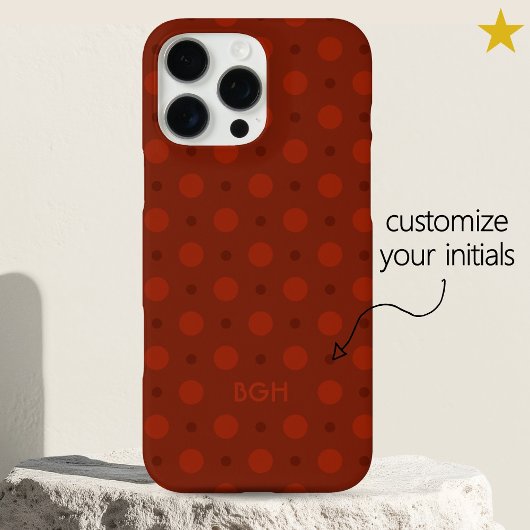 Cozy Red Orange Dots Pattern Custom Name Initials Case-Mate iPhone Hülle
