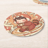 Cozy Red Panda Brew Absorbent Coaster Set Runder Pappuntersetzer (Angewinkelt)