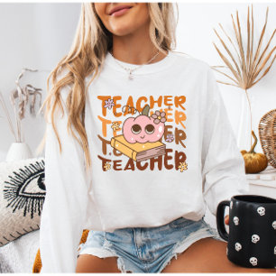 Cozy Retro Pumpkin Lehrer Fall Class Outfit Sweatshirt