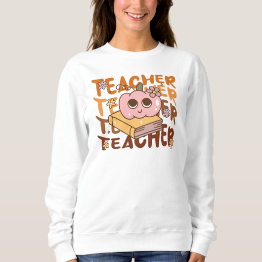 Cozy Retro Pumpkin Lehrer | Fall Class Outfit Sweatshirt (Vorderseite)