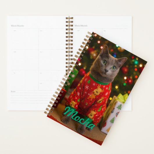 Cozy Russian Blue Cat Christmas Personalized Planer (Anzeige)