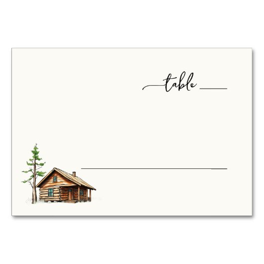 Cozy Rustic Wooden Cabin Illustration Tischnummer (Vorderseite)