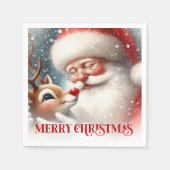 Cozy Santa and Rudolph Christmas Dinner Party Serviette (Vorderseite)