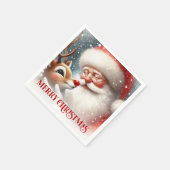 Cozy Santa and Rudolph Christmas Dinner Party Serviette (Ecke)
