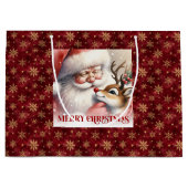 Cozy Santa and Rudolph Classic Christmas Gift Bag Große Geschenktüte (Vorderseite)