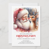 Cozy Santa and Rudolph Holiday Magic Family Party Einladung (Vorderseite)