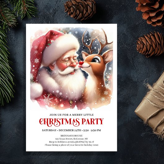 Cozy Santa and Rudolph Holiday Magic Family Party Einladung