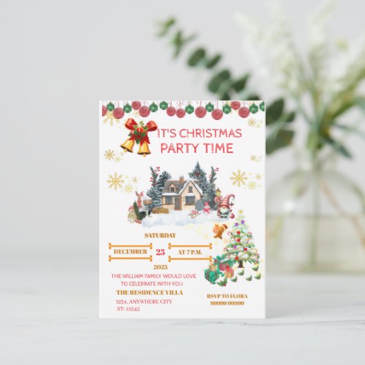 Cozy Santa Christmas Post Card Feiertagspostkarte (Stehend Vorderseite)
