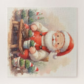 Cozy Santa Claus Gardener Planting Succulents Puzzle (Horizontal)
