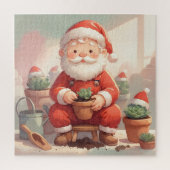 Cozy Santa Claus Gardener Planting Succulents Puzzle (Vertikal)