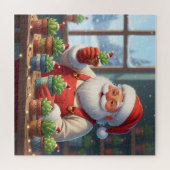 Cozy Santa Claus Gardener Planting Succulents Puzzle (Horizontal)