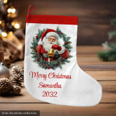 Cozy Santa Claus Minimalist Script Font Stocking Großer Weihnachtsstrumpf