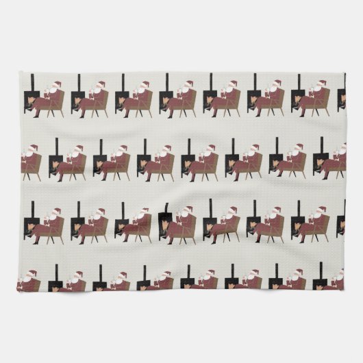 Cozy Santa Fireplace Pattern Decorative Kitchen To Geschirrtuch (Horizontal)