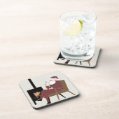 Cozy Santa Fireplace Pattern Hard Plastic Coasters Getränkeuntersetzer (Rechte Seite)