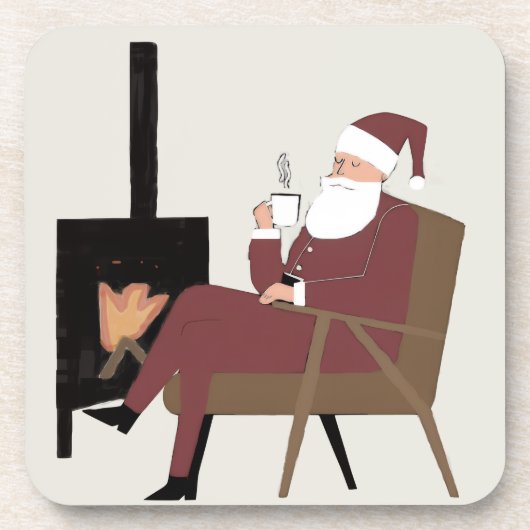 Cozy Santa Fireplace Pattern Hard Plastic Coasters Getränkeuntersetzer (Vorderseite)