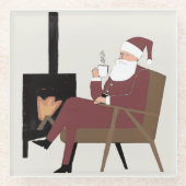 Cozy Santa Fireplace Pattern Square Glass Coasters Glasuntersetzer (Vorderseite)
