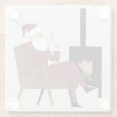Cozy Santa Fireplace Pattern Square Glass Coasters Glasuntersetzer (Rückseite)