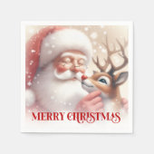 Cozy Santa Rudolph Holiday Table Napkins Serviette (Vorderseite)