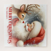 Cozy Santa Rudolph Personalized Christmas Kids Gif Puzzle (Horizontal)