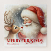 Cozy Santa Rudolph Personalized Christmas Kids Gif Puzzle (Vertikal)