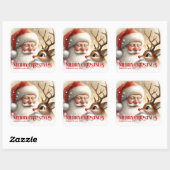 Cozy Santa Rudolph Personalized Christmas Kids Gif Quadratischer Aufkleber (Blatt)