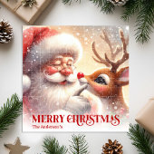 Cozy Santa Rudolph Personalized Christmas Kids   Puzzle