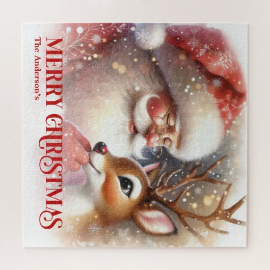 Cozy Santa Rudolph Personalized Christmas Kids   Puzzle (Horizontal)