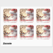 Cozy Santa Rudolph Personalized Christmas Kids  Quadratischer Aufkleber (Blatt)