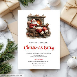 Cozy Santa Watercolor Christmas Dinner Invitation Einladung