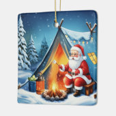 Cozy Santa Winter Camping Adventure Keramikornament (Links)