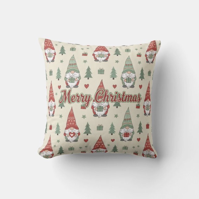 Cozy Scandinavian Christmas Gnome Throw Pillow Kissen (Vorderseite)