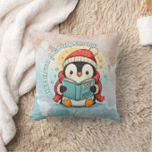 Cozy Scholar Penguin Reading Book Throw Pillow Kissen (Decke)