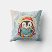 Cozy Scholar Penguin Reading Book Throw Pillow Kissen (Rückseite)