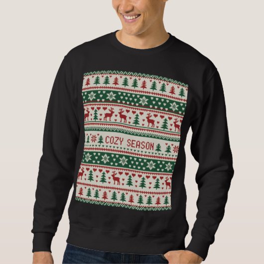 Cozy Season (1) Christmas Sweater Pattern Sweatshirt (Vorderseite)