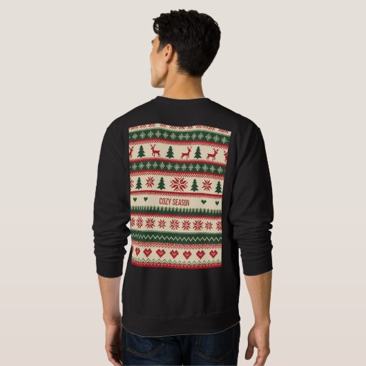 Cozy Season (2) Christmas Sweater Pattern Sweatshirt (Schwarz voll)