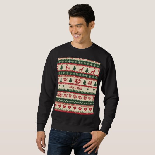 Cozy Season (2) Christmas Sweater Pattern Sweatshirt (Vorne ganz)