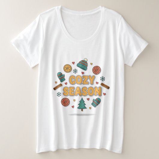 Cozy Season Holiday Elements – Style B Große Größe T-Shirt (Design vorne)