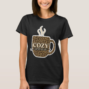 Cozy Season Leopard Retro Herbstmode T-Shirt