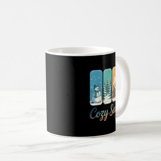 Cozy Season Winter Wonderland Cabin Snowman Snowfl Kaffeetasse (VorderseiteRechts)