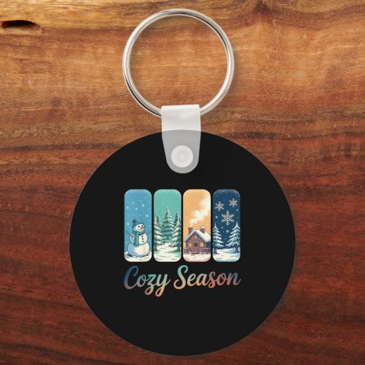 Cozy Season Winter Wonderland Cabin Snowman Snowfl Schlüsselanhänger (Vorderseite)