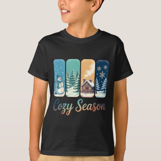 Cozy Season Winter Wonderland Cabin Snowman Snowfl T-Shirt (Vorderseite)