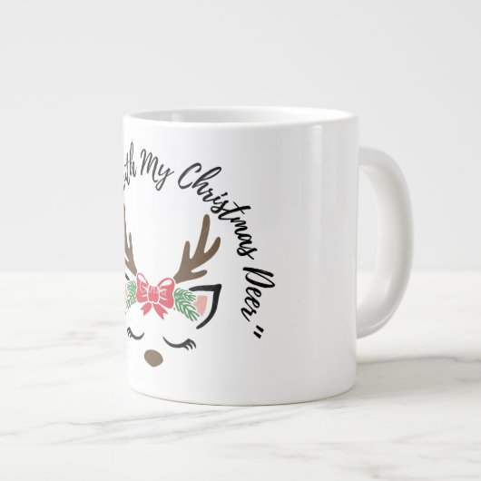 Cozy Sips with My Christmas Deer” – Cute Reindeer  Jumbo-Tasse (Vorderseite Rechts)