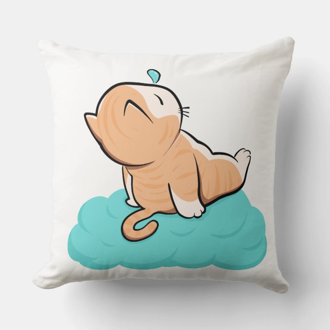 "Cozy sleeping cat on cloud" Kissen (Vorderseite)