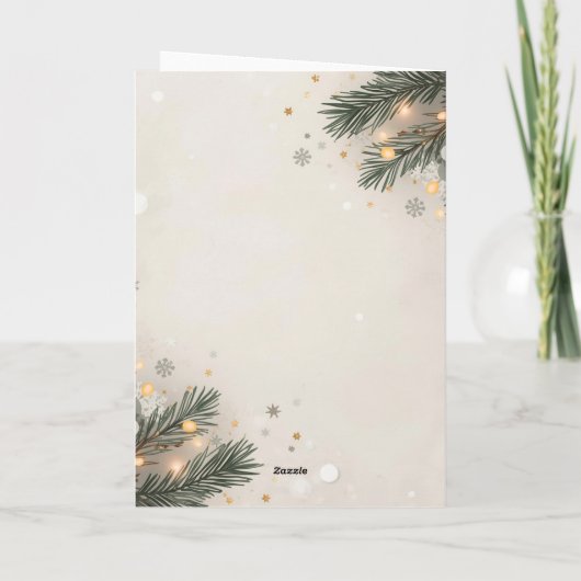 Cozy Snowflake & Pine Holiday Design Karte (Rückseite)