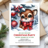 Cozy snowy forest baby deer Christmas invitation  Einladung