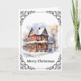 Cozy Snowy Victorian House – Merry Christmas Card Karte