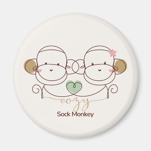 Cozy Sock Monkey Magnet (Vorne)